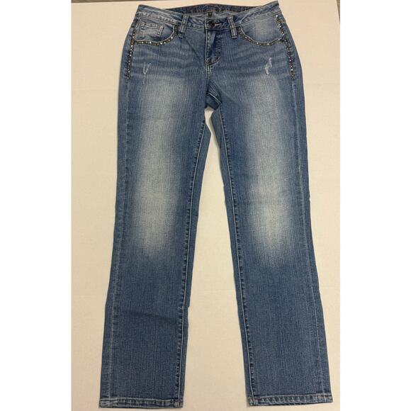 JAG Jeans Relaxed Boyfriend Western‎ Glove Works Rhinestone Brass Accents Size 2 - Picture 1 of 11
